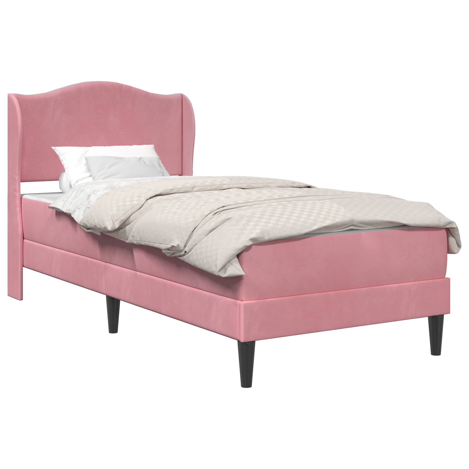 Bedframe met hoofdeinde Roze 90 x 190 cm Fluweel – afbeelding 2