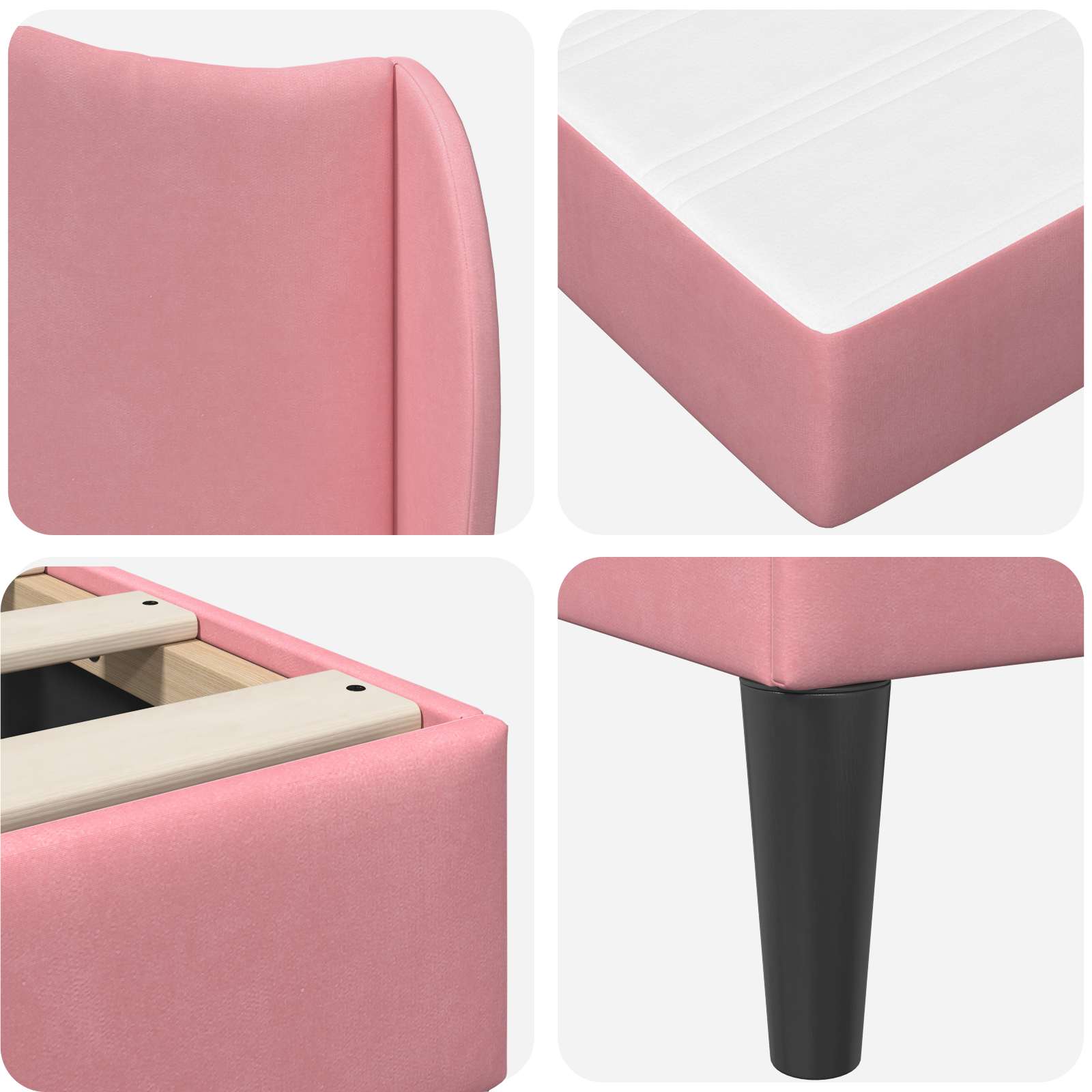 Bedframe met hoofdeinde Roze 90 x 190 cm Fluweel – afbeelding 9
