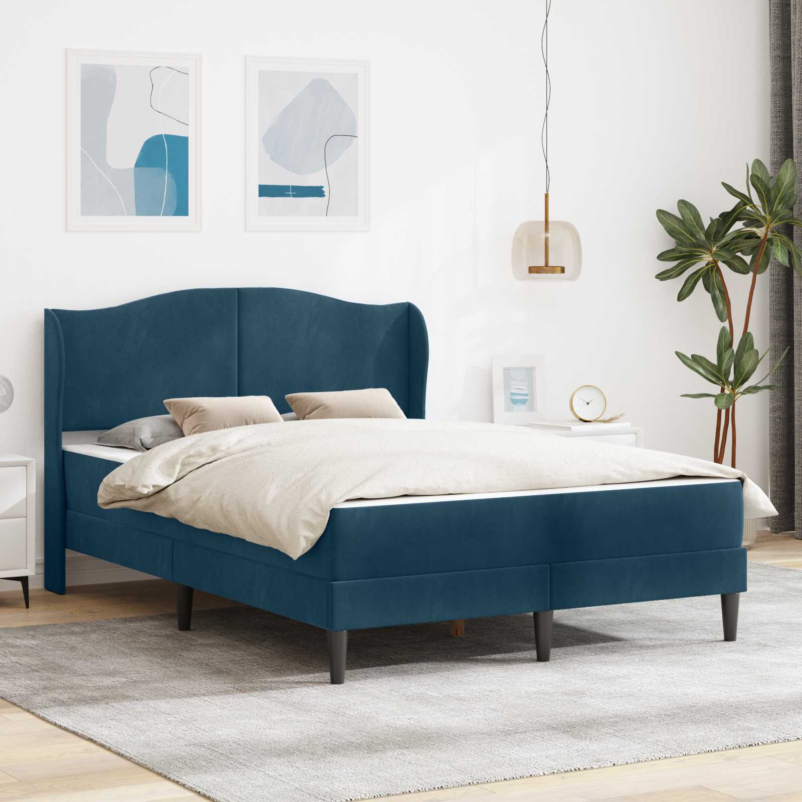 Bedframe met hoofdeinde Blauw 140 x 200 cm Fluweel