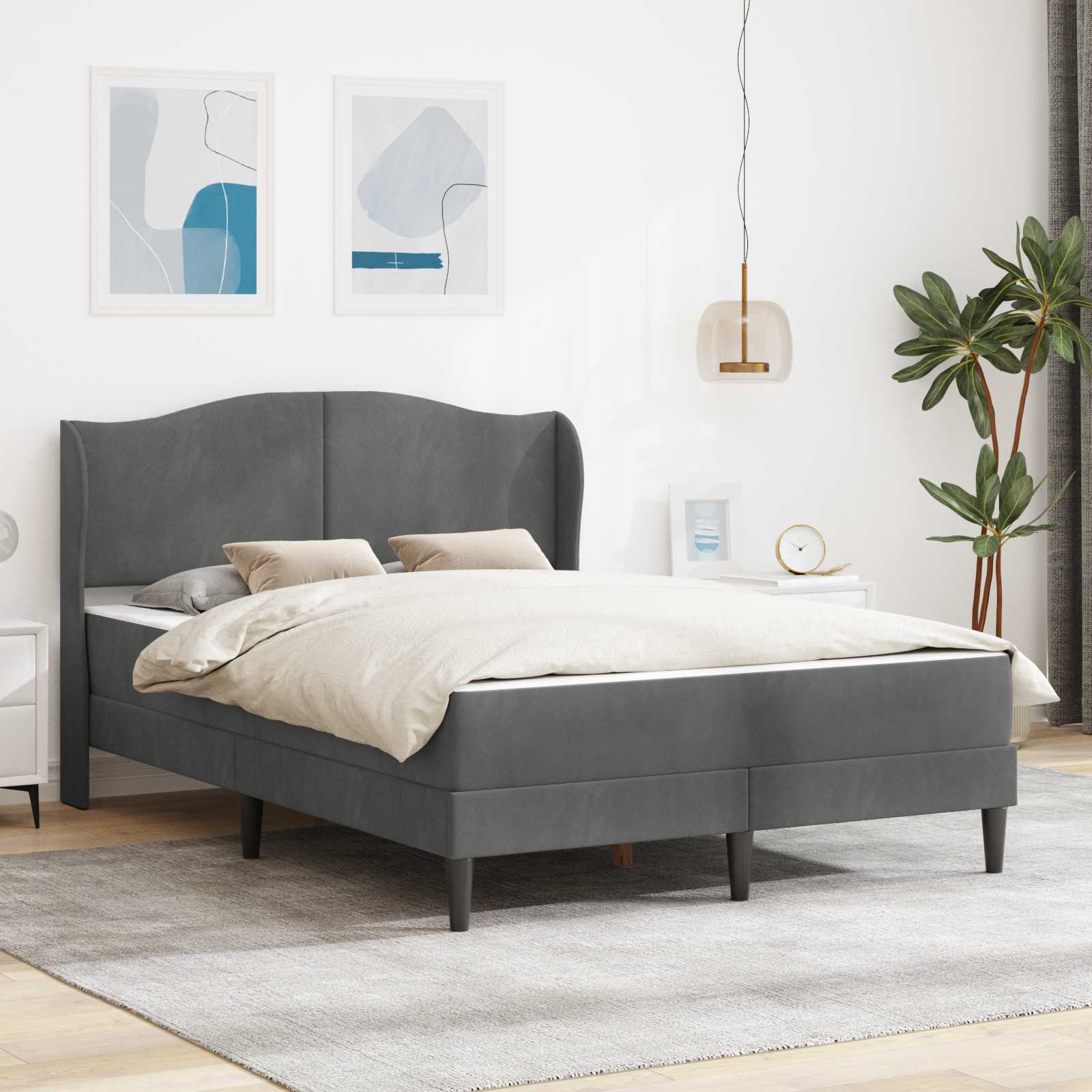 Bedframe met hoofdeinde Donkergrijs 160 x 200 cm Fluweel