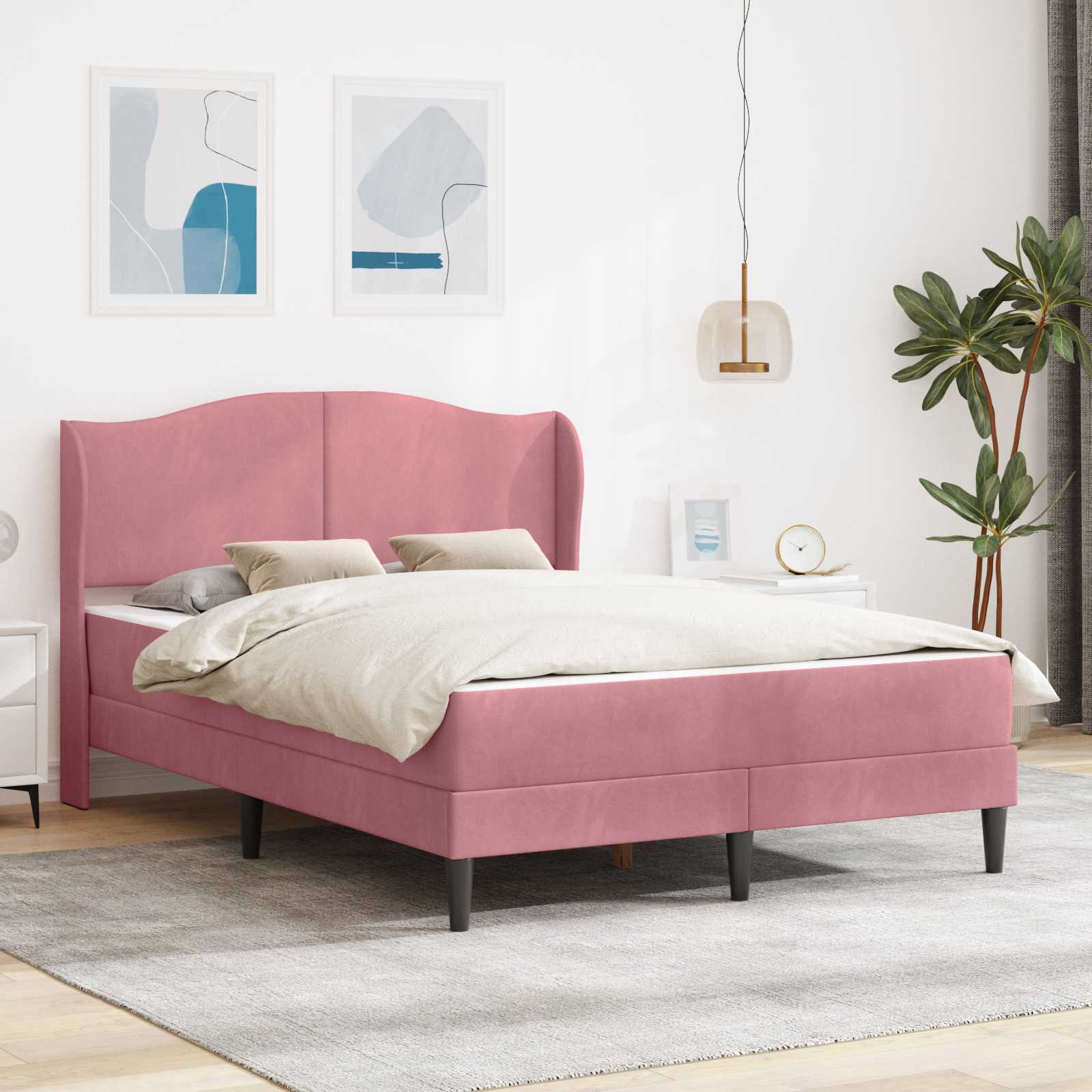 Bedframe met hoofdeinde Roze 160 x 200 cm Fluweel