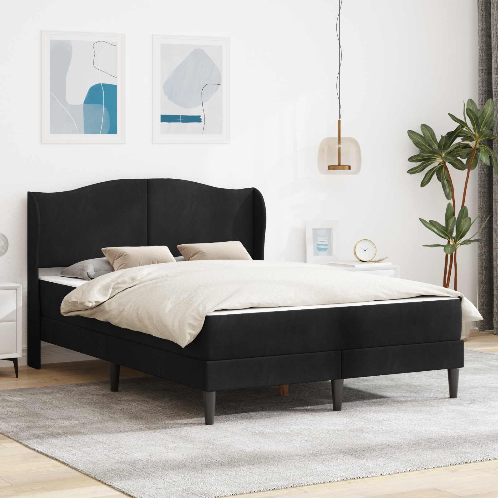Bedframe met hoofdeinde Zwart 160 x 200 cm Fluweel