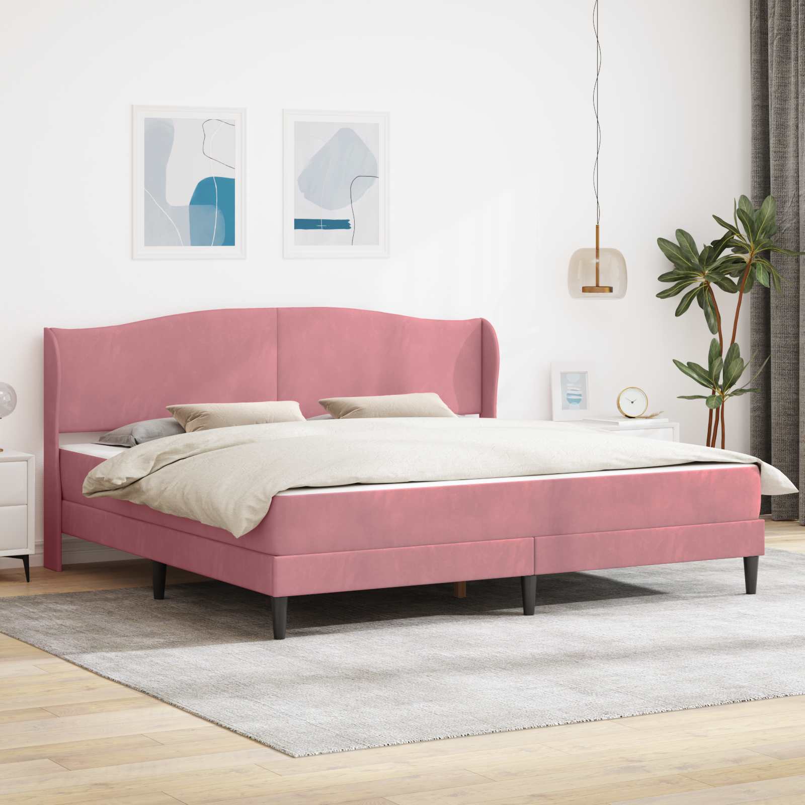 Bedframe met hoofdeinde Roze 200 x 200 cm Fluweel