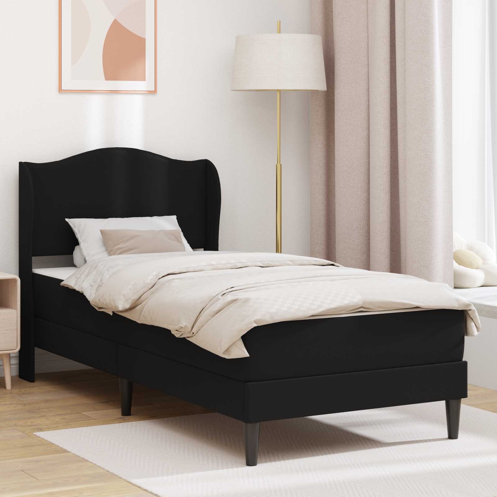 Bedframe met hoofdeinde Zwart 90 x 190 cm Kunstleer