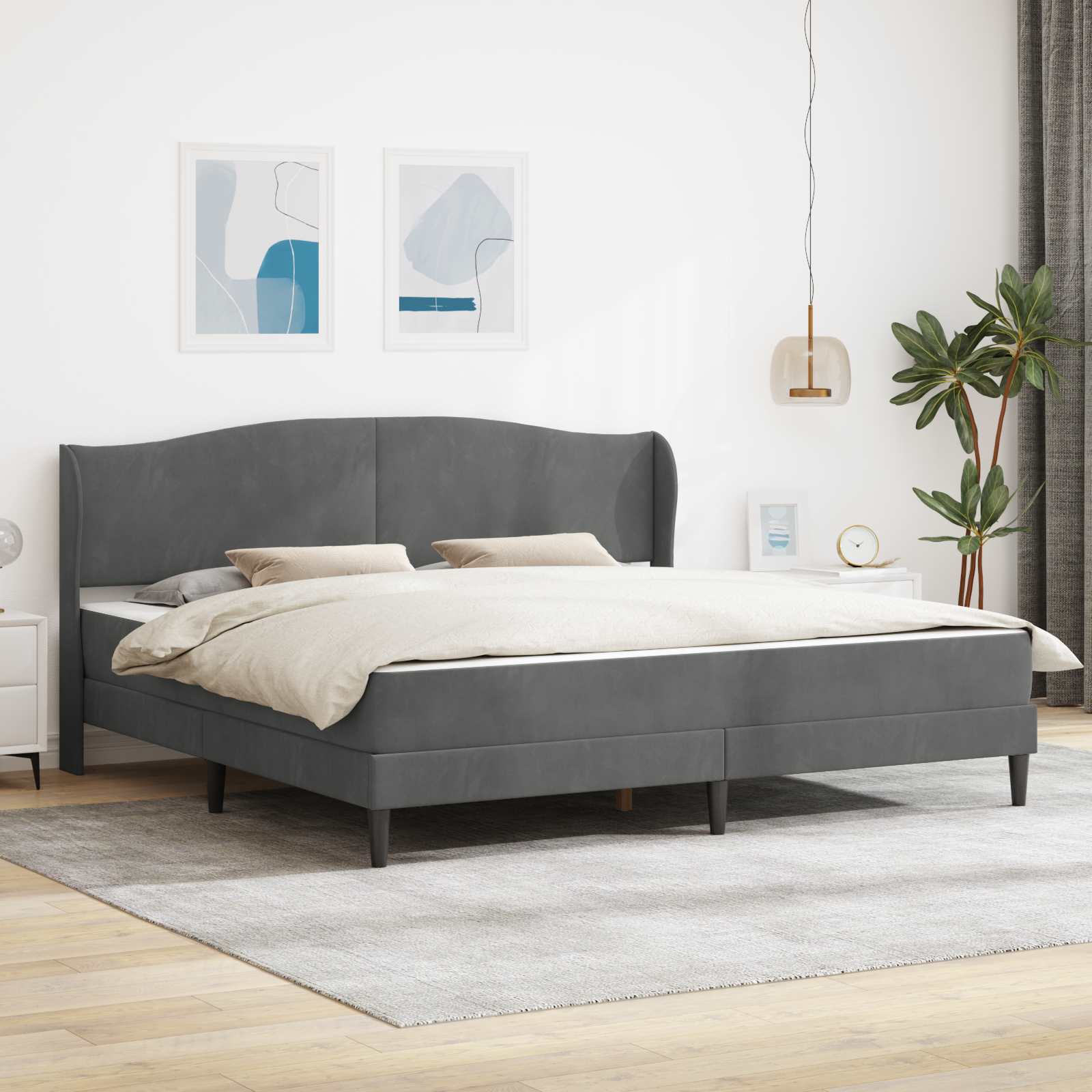 Bedframe met hoofdeinde Donkergrijs 180 x 200 cm Fluweel