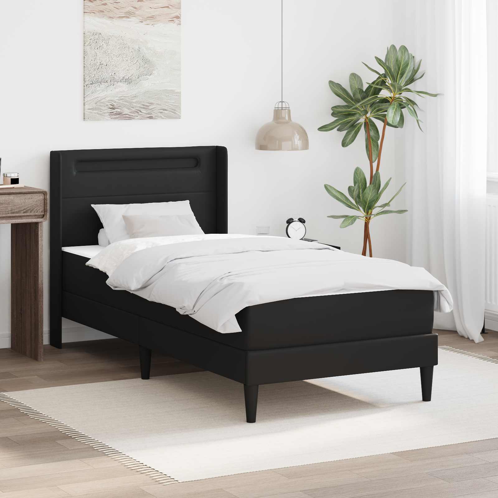 Bedframe met matras met hoofdeinde Zwart 90 x 190 cm Nep Leer