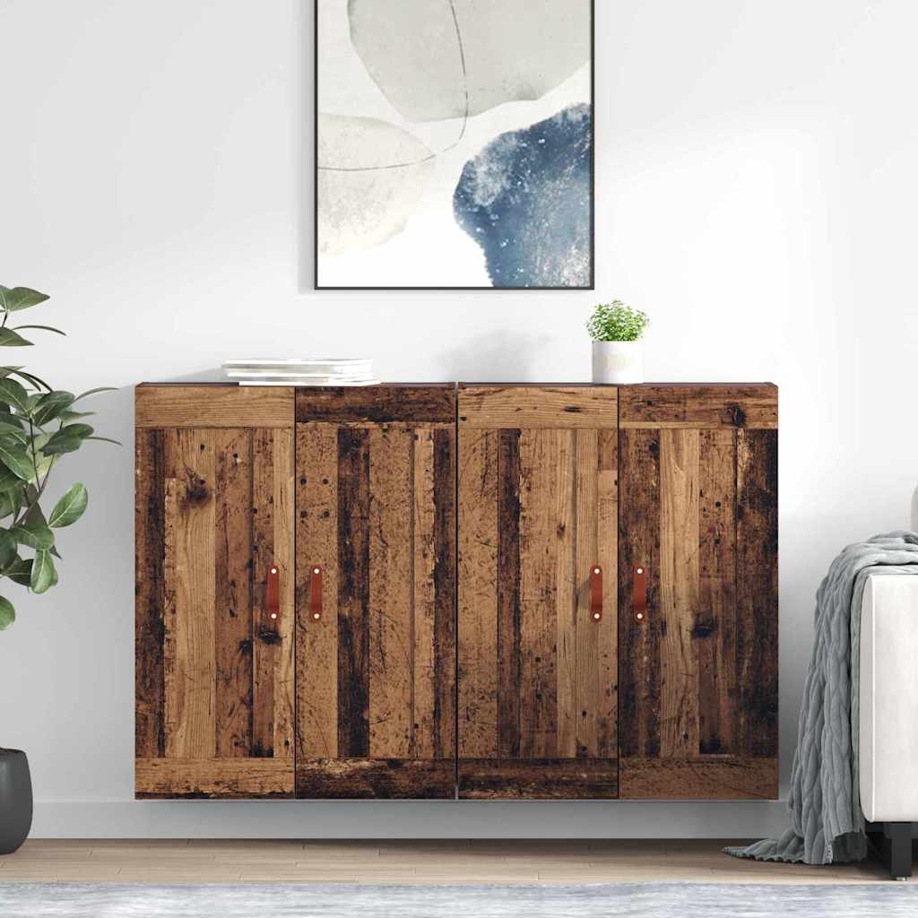Wandkast 2 pcs Oudhout 69,5 x 34 x 90 cm Bewerkt hout