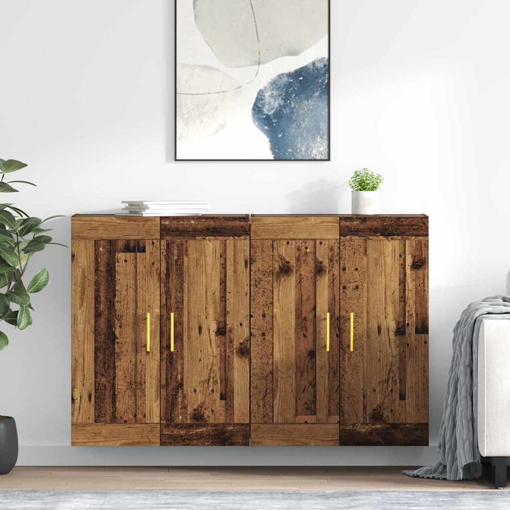 Wandkast 2 pcs Oudhout 69,5 x 34 x 90 cm Bewerkt hout