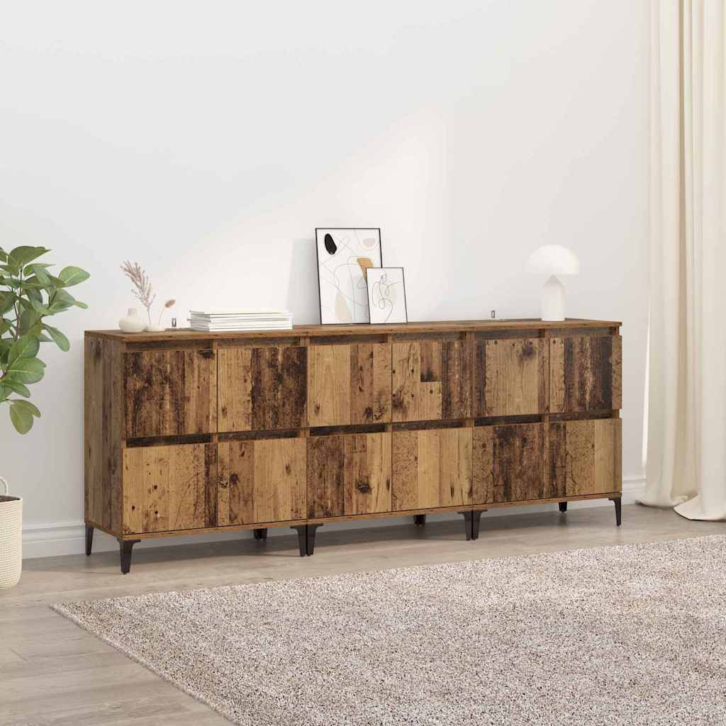Dressoirs 3 pcs Oud Hout 60 x 35 x 70 cm Bewerkt hout – afbeelding 1