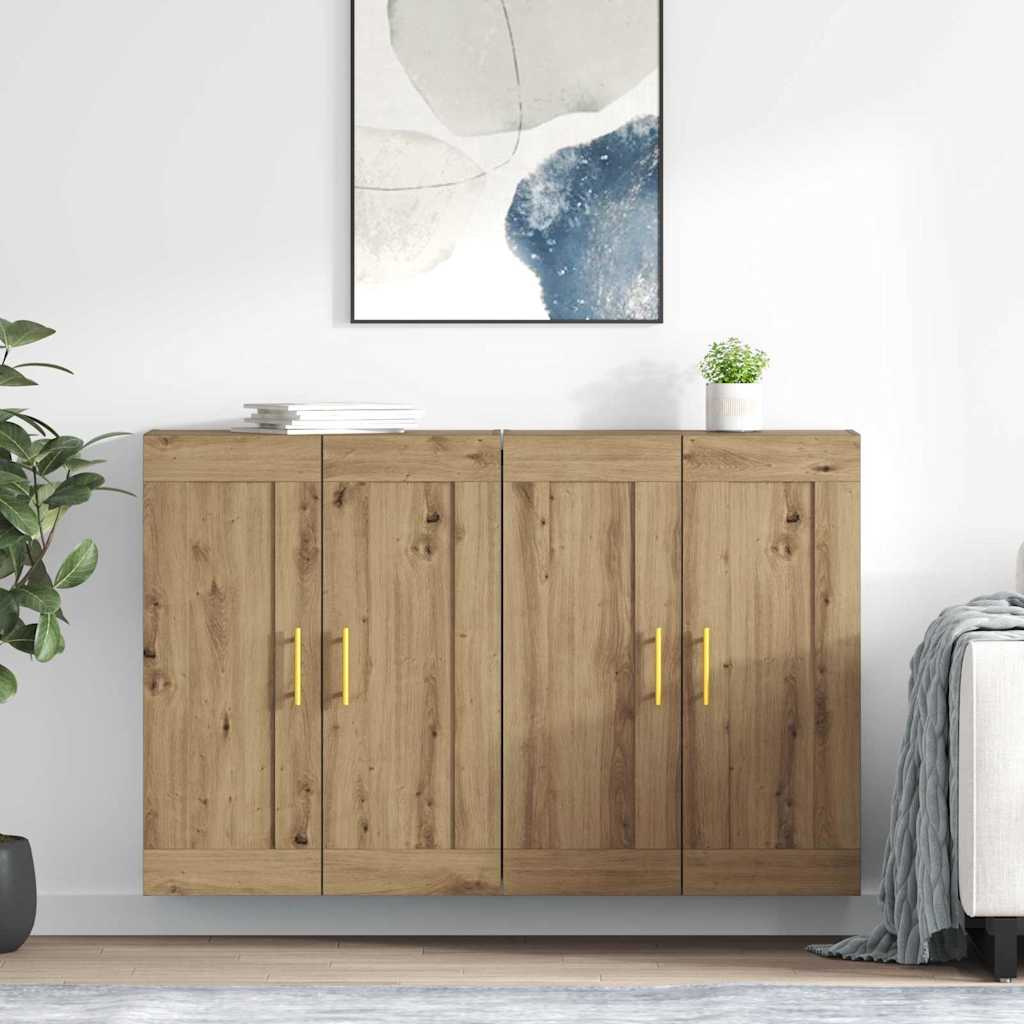 Wandkast 2 pcs Artisan Eiken 69,5 x 34 x 90 cm Bewerkt hout
