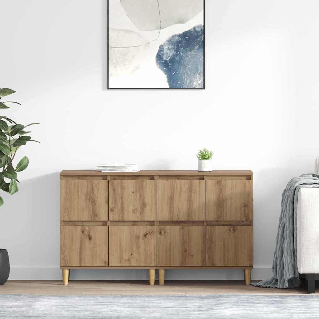 Dressoirs 2 pcs Artisan Eiken 60 x 35 x 70 cm Bewerkt hout