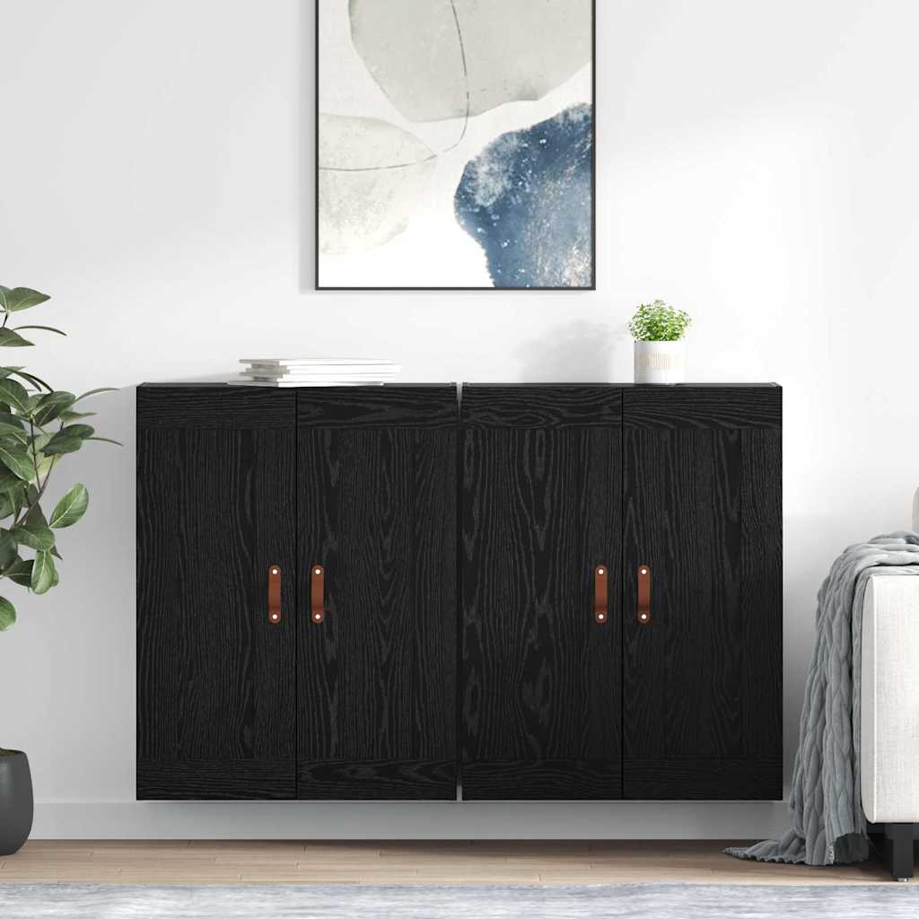 Wandkast 2 pcs Zwart Eiken 69,5 x 34 x 90 cm Bewerkt hout