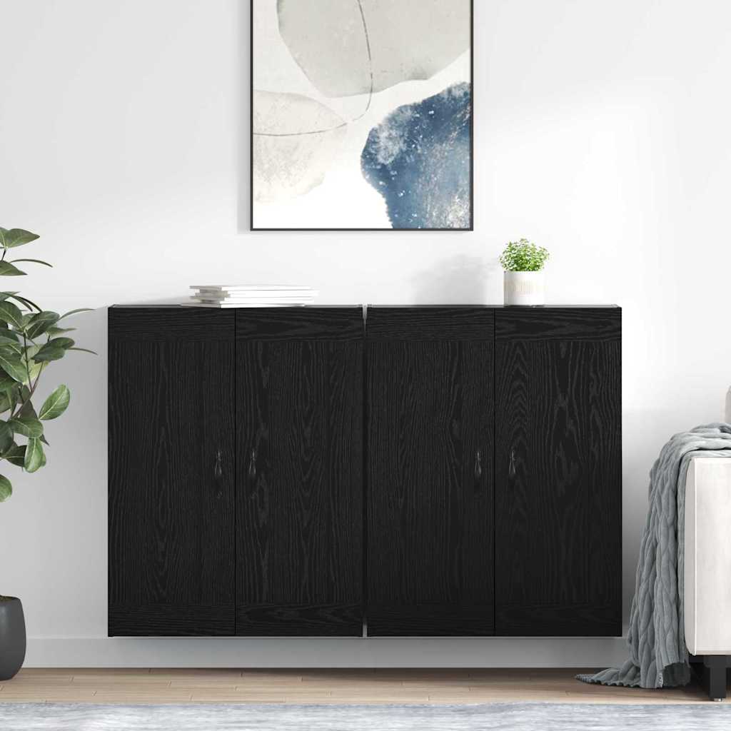 Wandkast 2 pcs Zwart Eiken 69,5 x 34 x 90 cm Bewerkt hout
