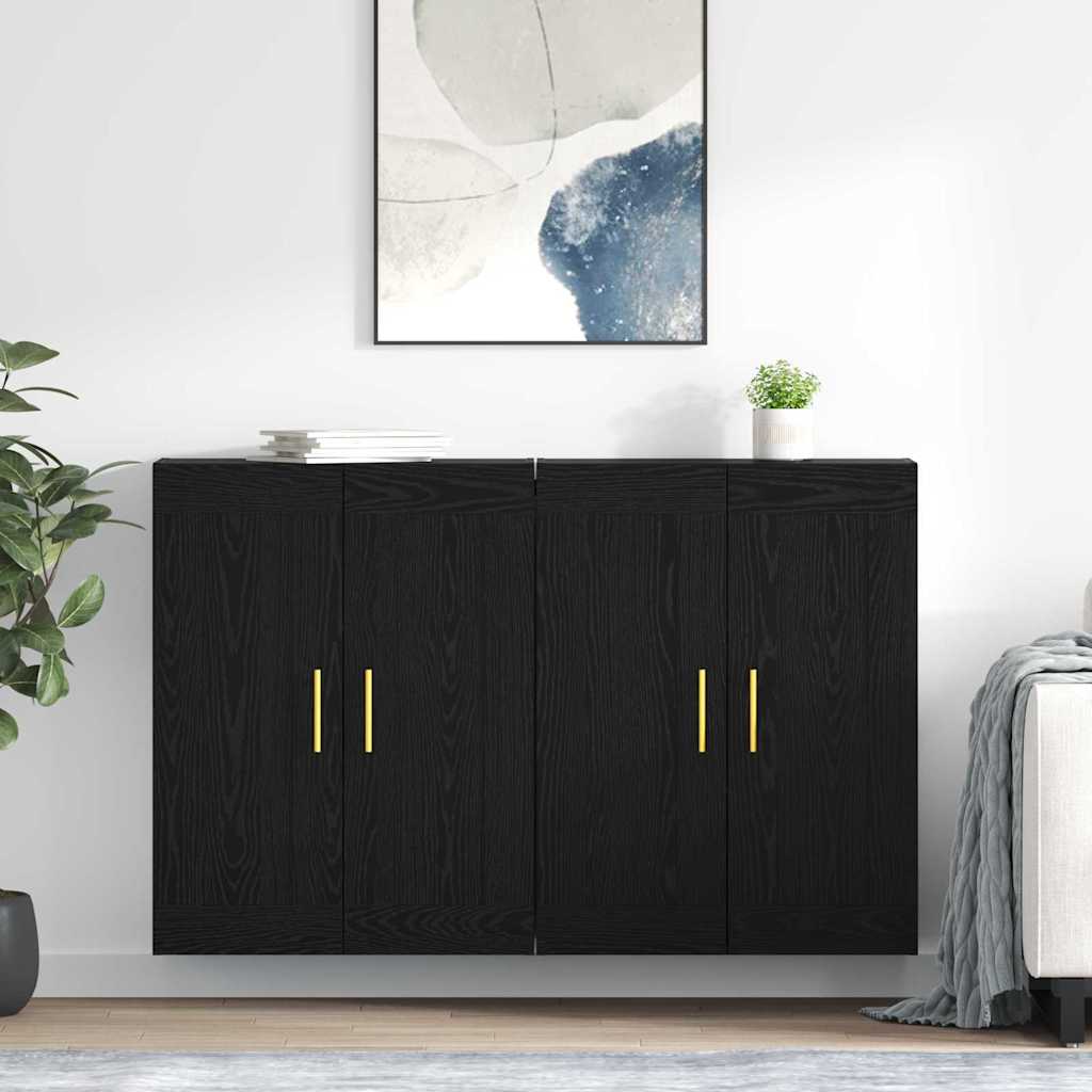 Wandkast 2 pcs Zwart Eiken 69,5 x 34 x 90 cm Bewerkt hout