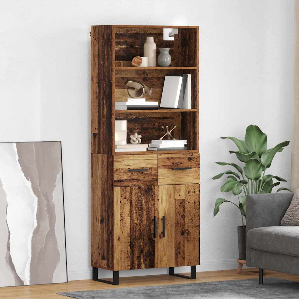 Hoge kast met lade 2 pcs Oudhout Bewerkt hout
