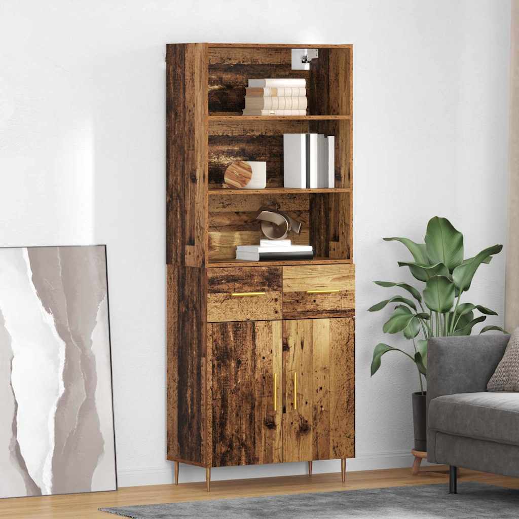 Hoge kast met lade Oudhout 69,5 x 34 x 180 cm Bewerkt hout