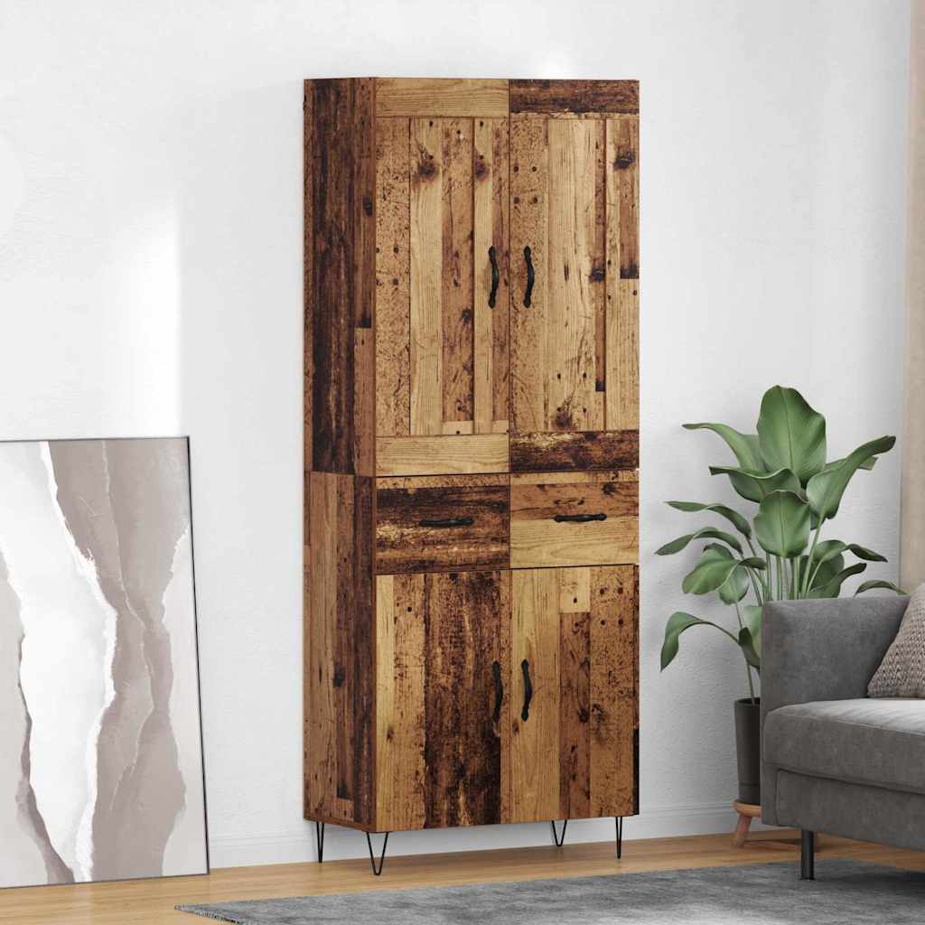 Hoge kast met lade Oud Hout 69,5 x 34 x 180 cm Bewerkt hout