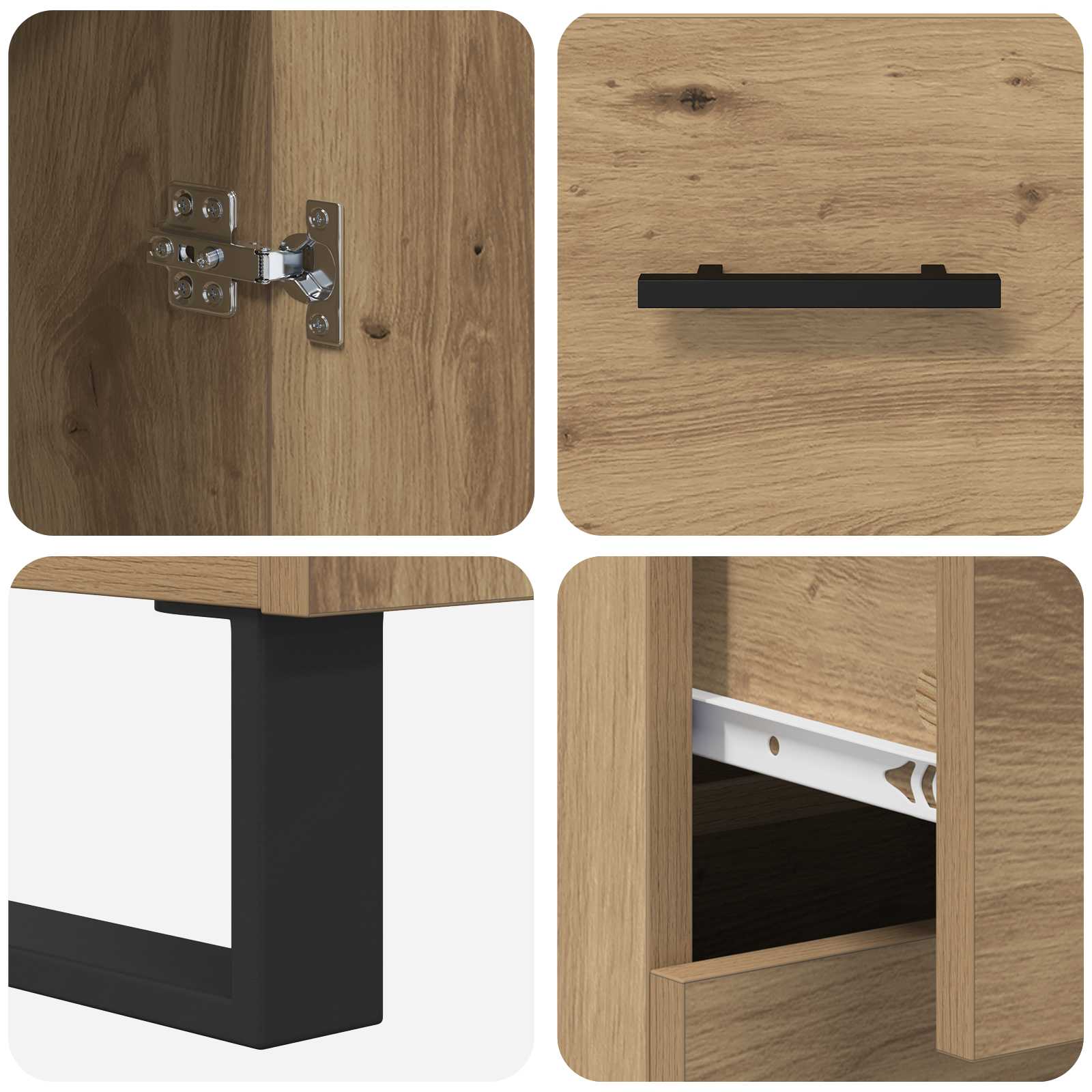 Hoge kast Artisan Eiken 69,5 x 34 x 180 cm Bewerkt hout – afbeelding 11