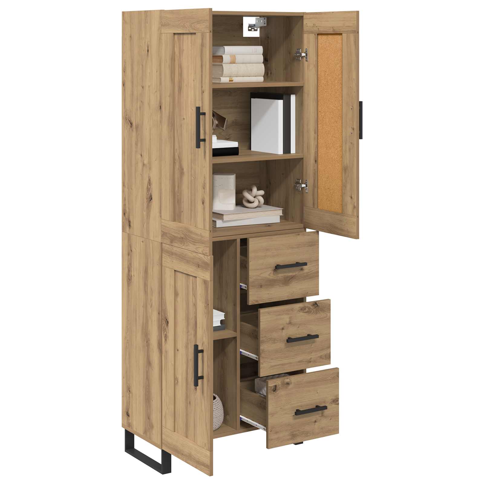 Hoge kast Artisan Eiken 69,5 x 34 x 180 cm Bewerkt hout – afbeelding 3