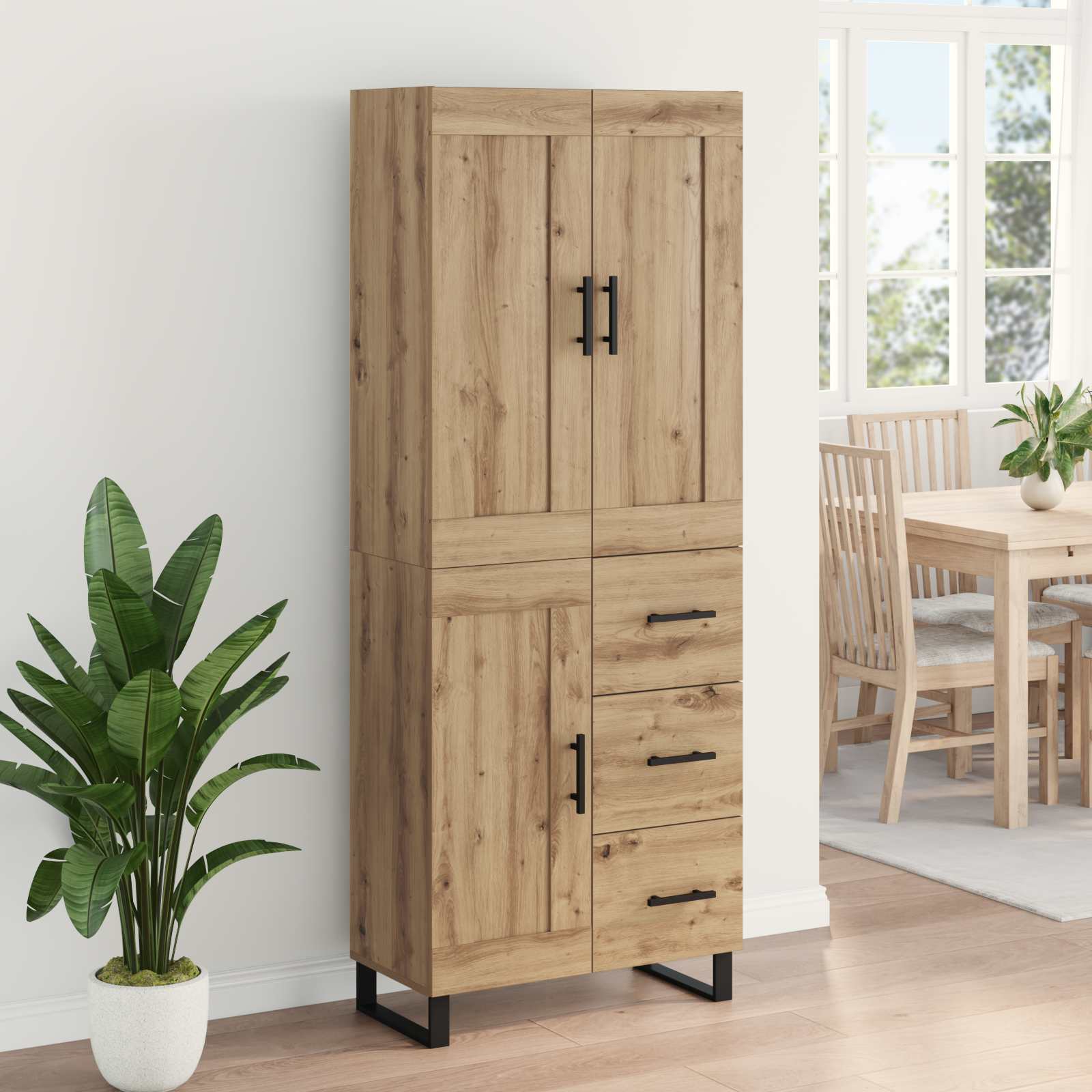 Hoge kast Artisan Eiken 69,5 x 34 x 180 cm Bewerkt hout – afbeelding 4