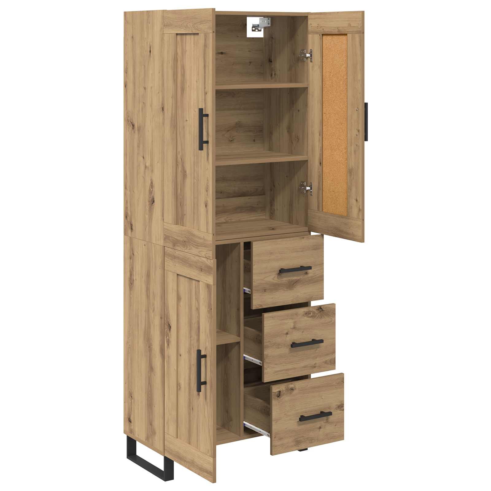 Hoge kast Artisan Eiken 69,5 x 34 x 180 cm Bewerkt hout – afbeelding 5