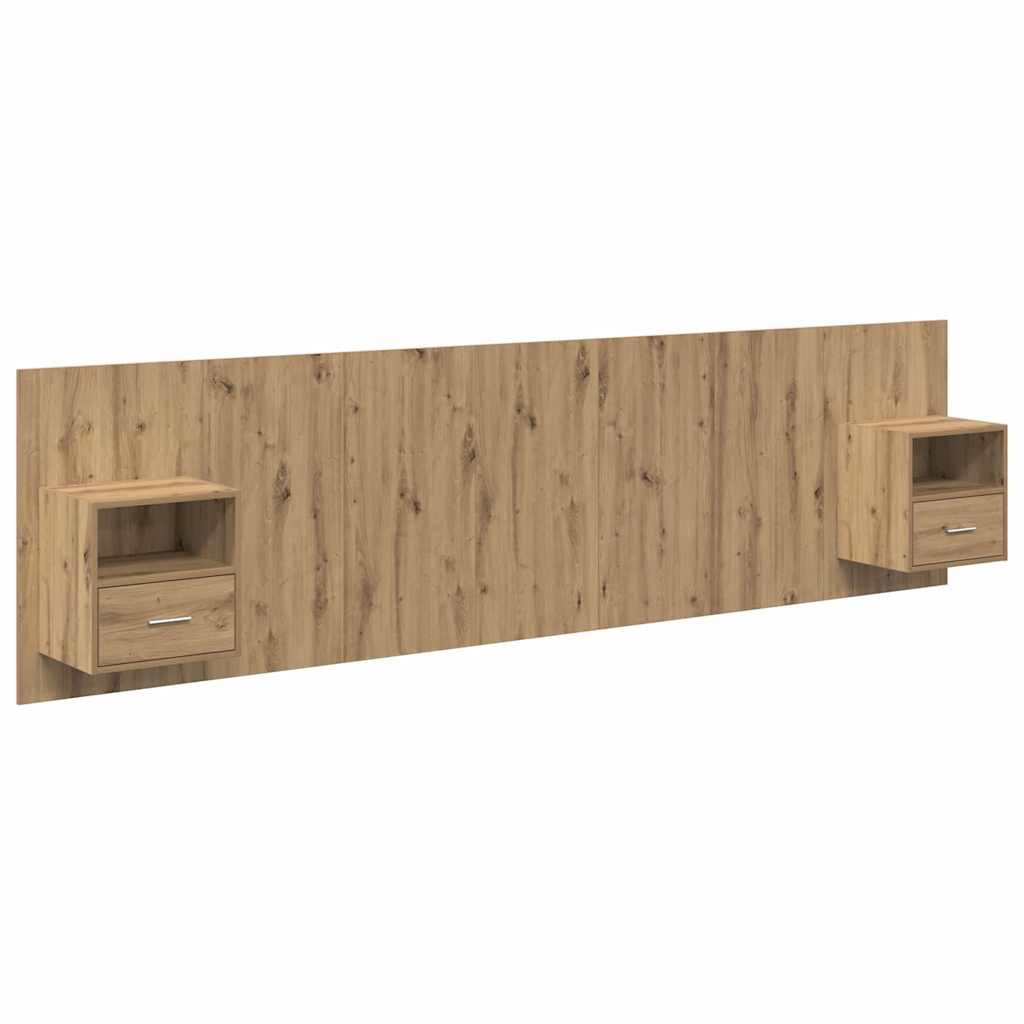 Hoofdbord Met Kast 3 st Artisan Eiken Bewerkt hout – afbeelding 2