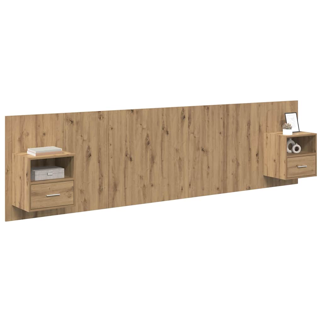 Hoofdbord Met Kast 3 st Artisan Eiken Bewerkt hout – afbeelding 3