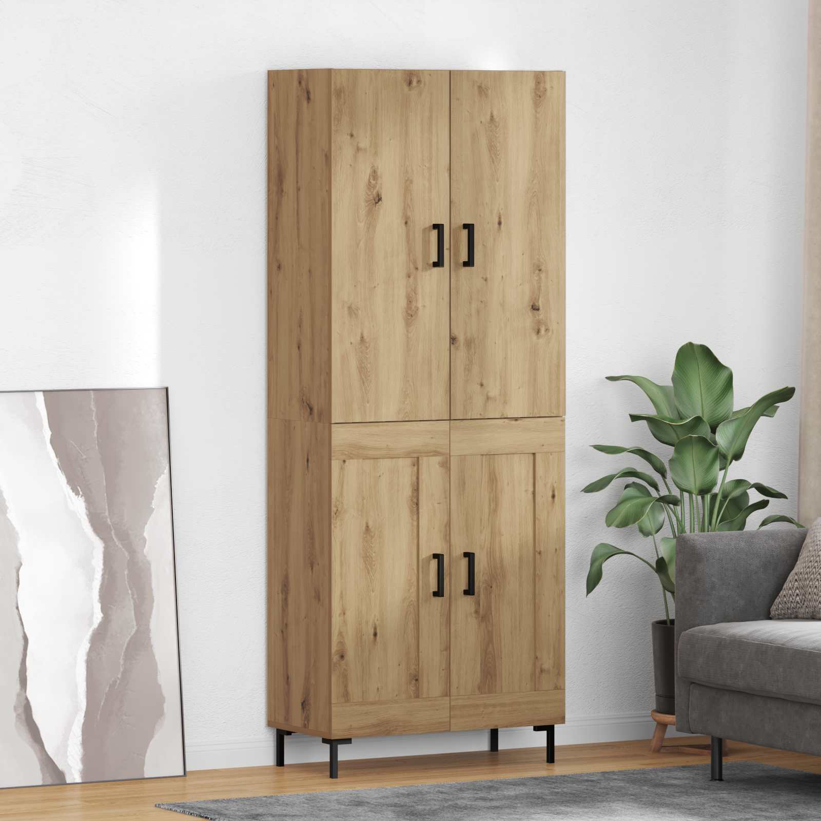 Highboard Artisan Eiken 69,5 x 34 x 180 cm Bewerkt hout – afbeelding 1