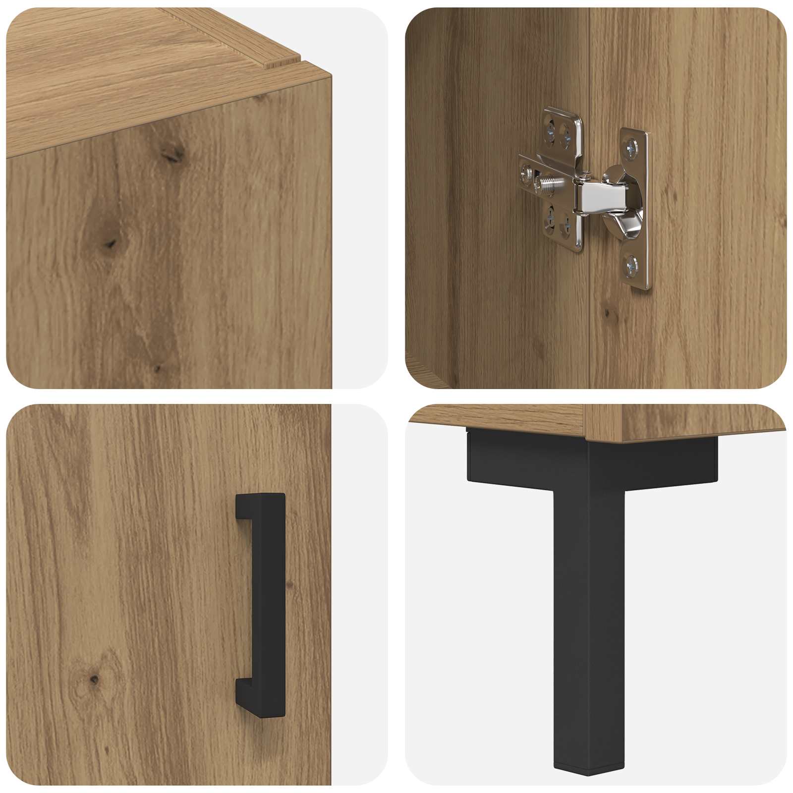 Highboard Artisan Eiken 69,5 x 34 x 180 cm Bewerkt hout – afbeelding 11