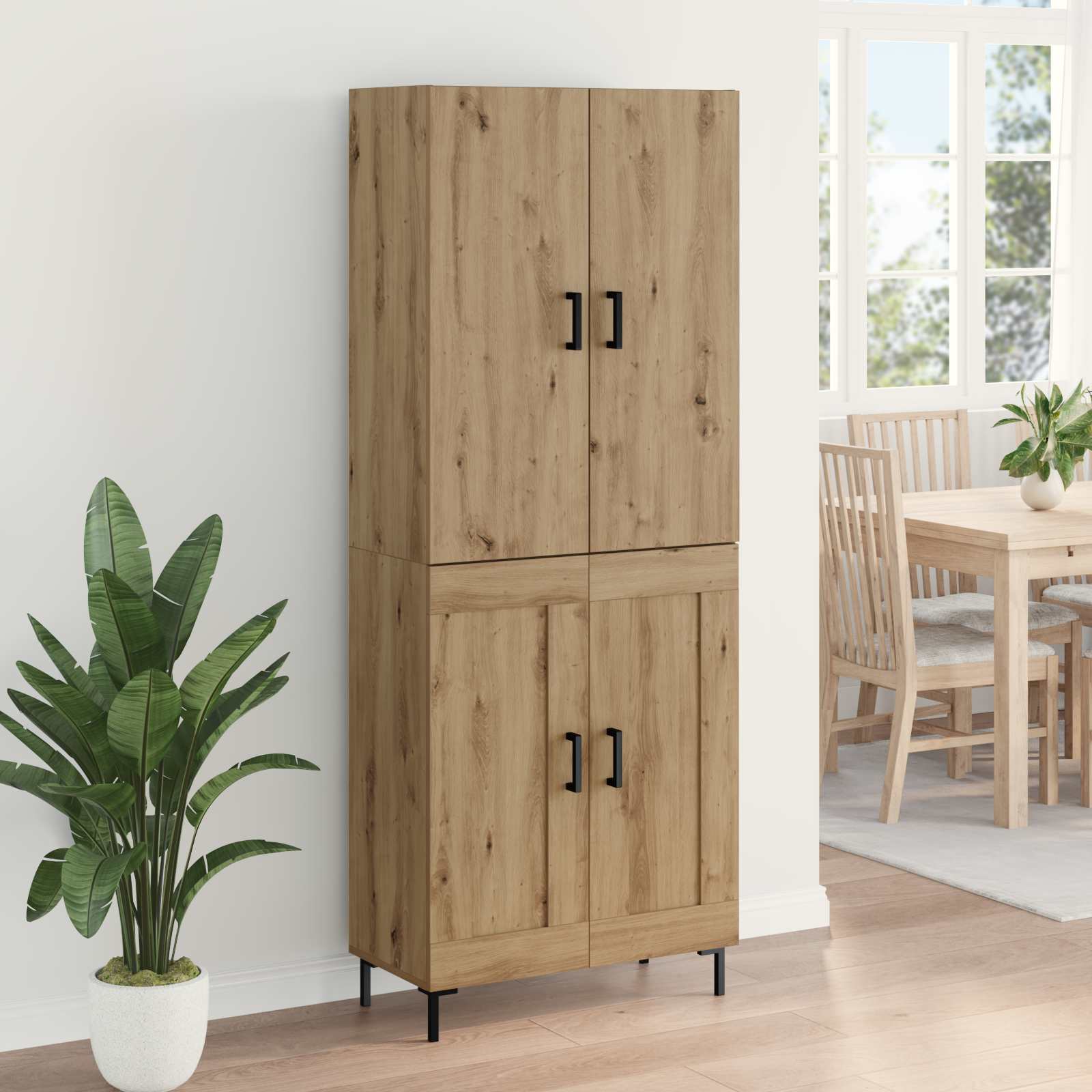 Highboard Artisan Eiken 69,5 x 34 x 180 cm Bewerkt hout – afbeelding 4