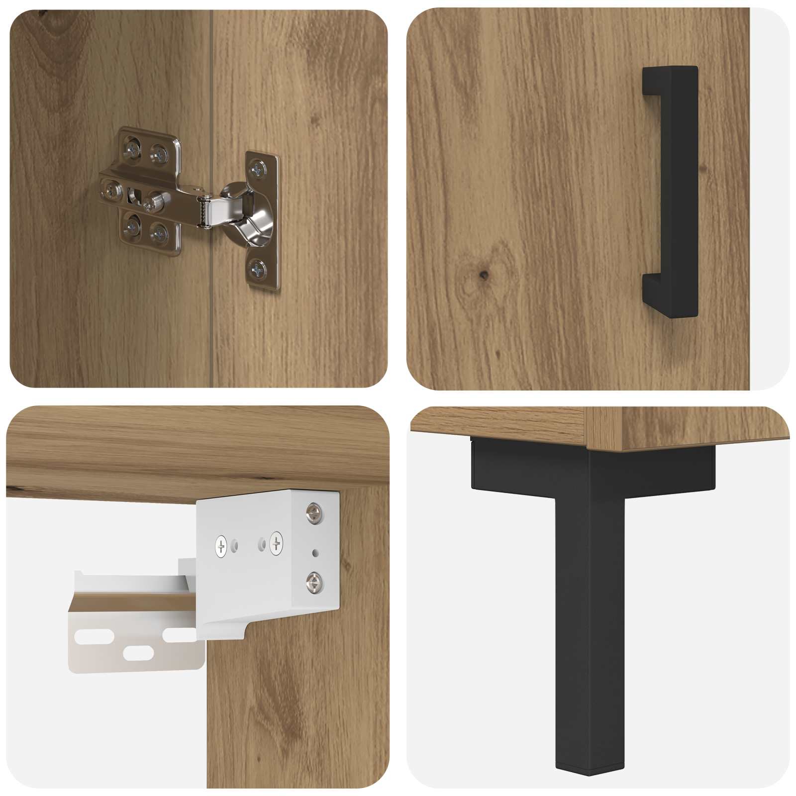 Hoge kast Artisan Eiken 69,5 x 34 x 180 cm Bewerkt hout – afbeelding 11