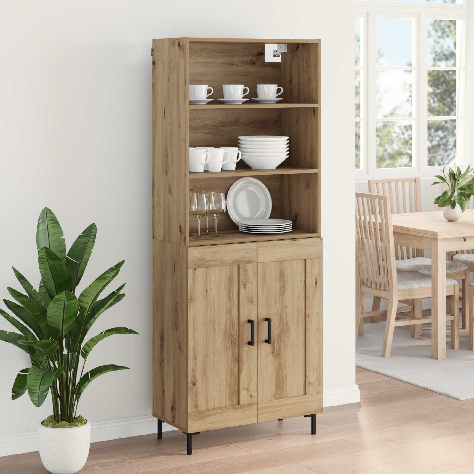 Hoge kast Artisan Eiken 69,5 x 34 x 180 cm Bewerkt hout – afbeelding 4