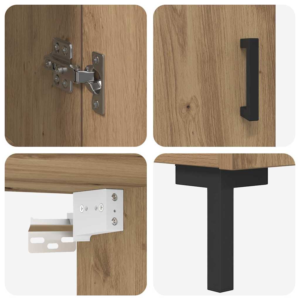 Hoge kast 2 pcs Artisan Eiken Bewerkt hout – afbeelding 11