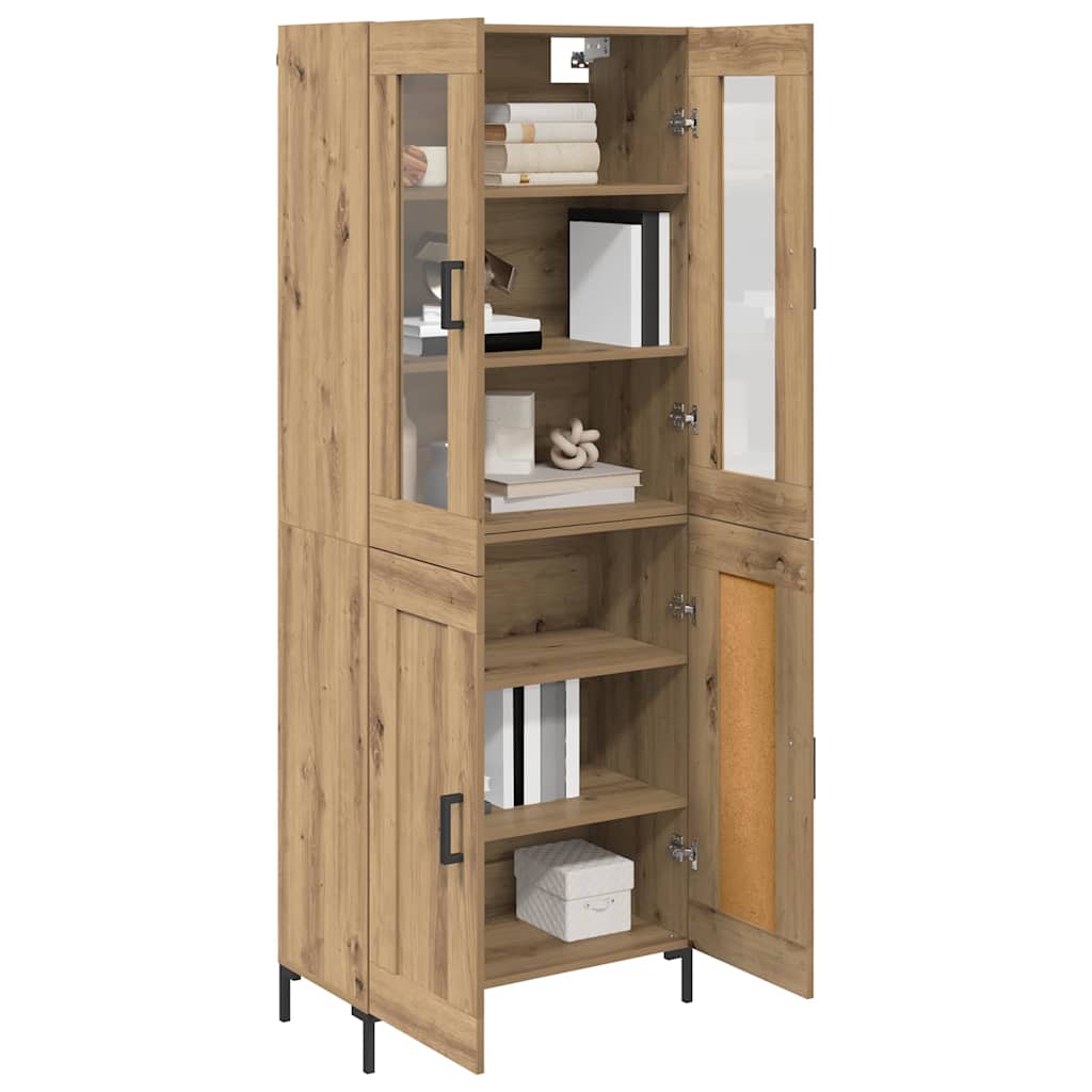 Hoge kast 2 pcs Artisan Eiken Bewerkt hout – afbeelding 3