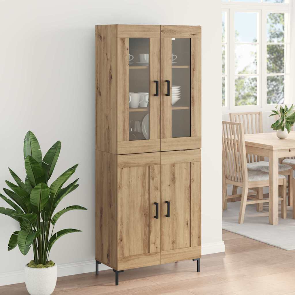 Hoge kast 2 pcs Artisan Eiken Bewerkt hout – afbeelding 4