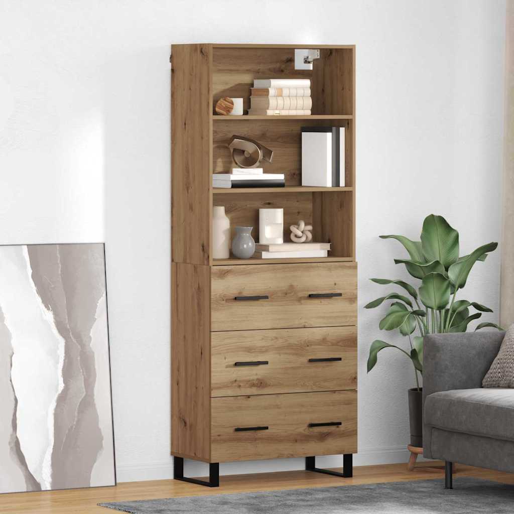 Hoge kast met lade 2 pcs Artisan Eiken Bewerkt hout