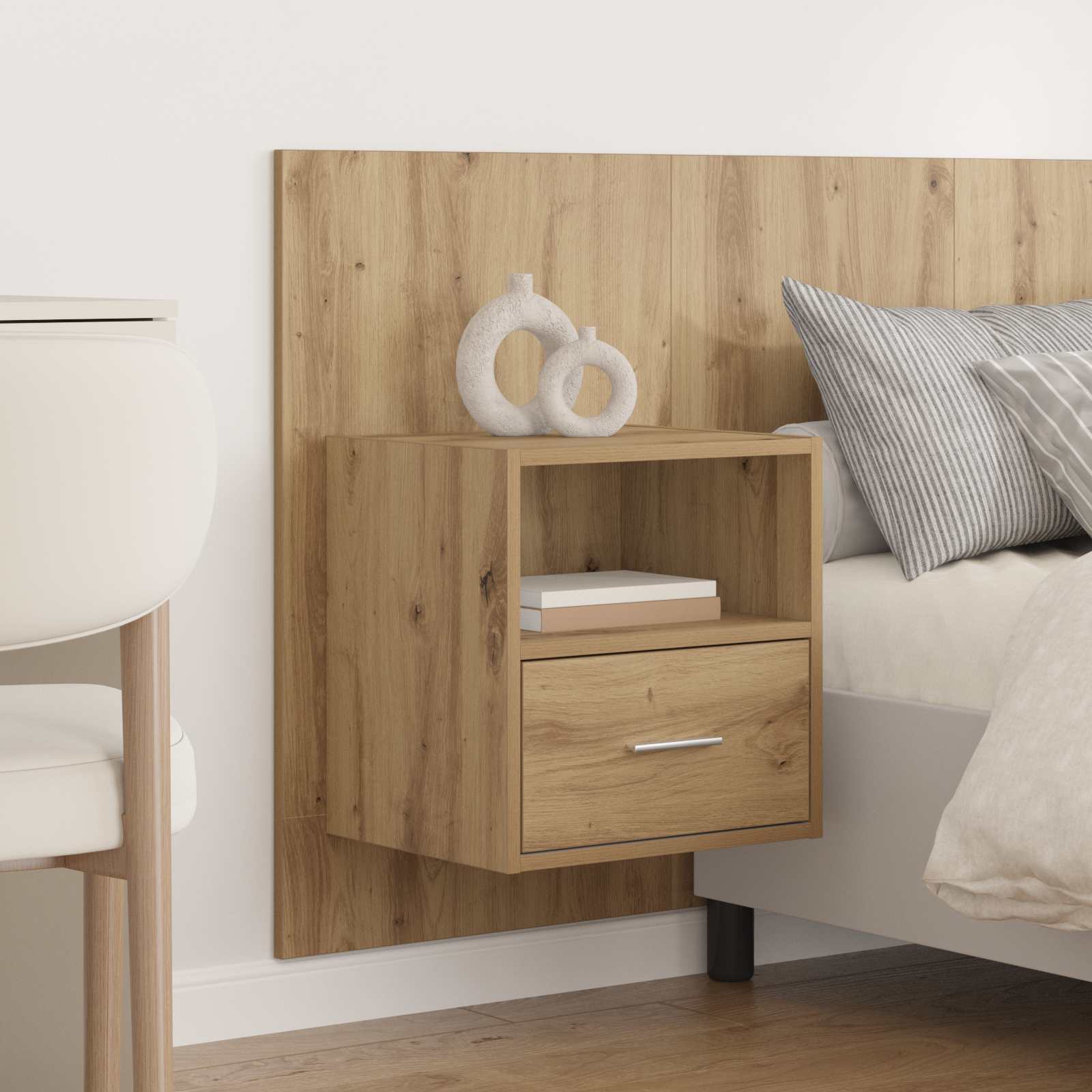 Hoofdbord Met Kast met lade 3 pcs Artisan Eiken Bewerkt hout – afbeelding 4
