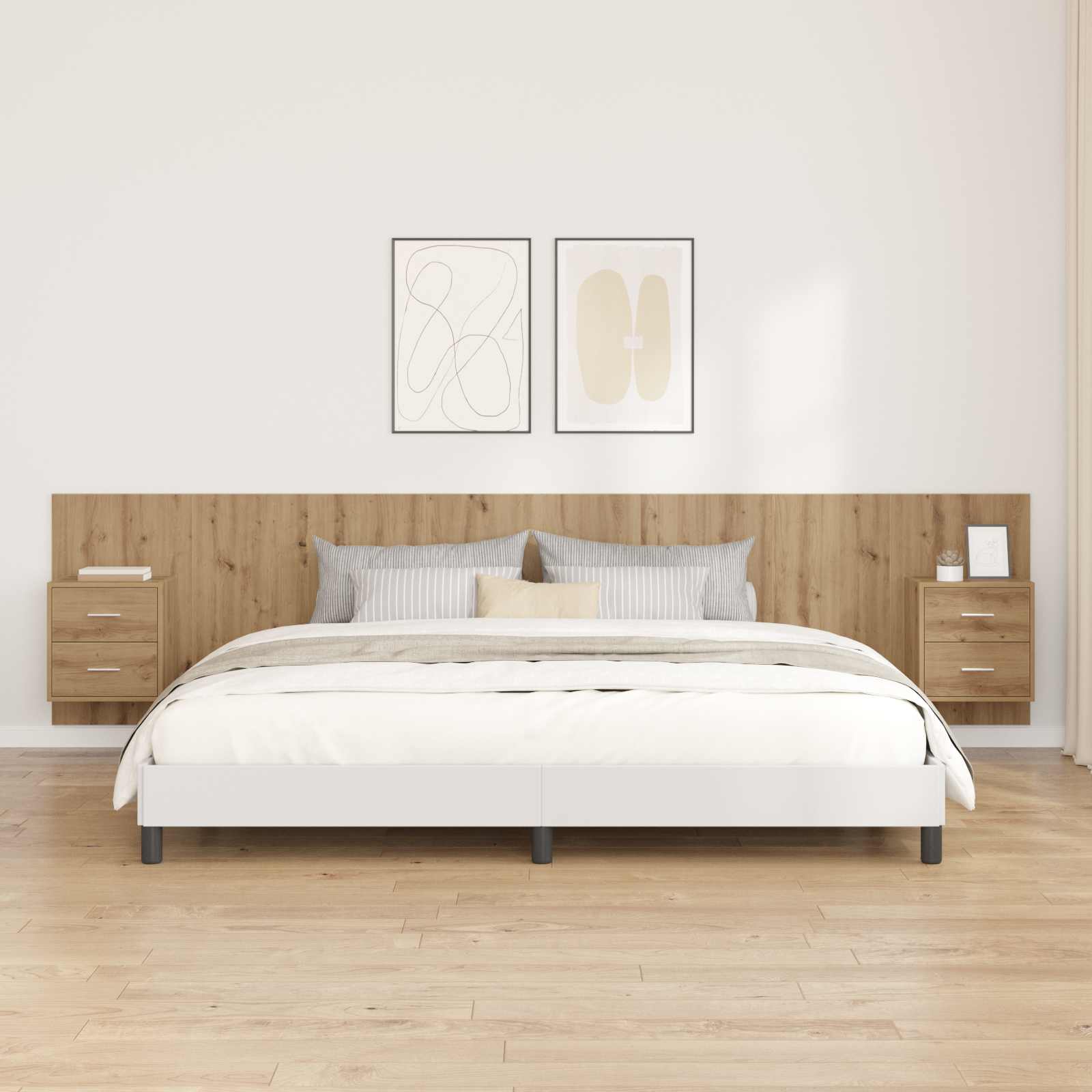 Hoofdbord Met Kast met lade 3 pcs Artisan Eiken Bewerkt hout – afbeelding 1