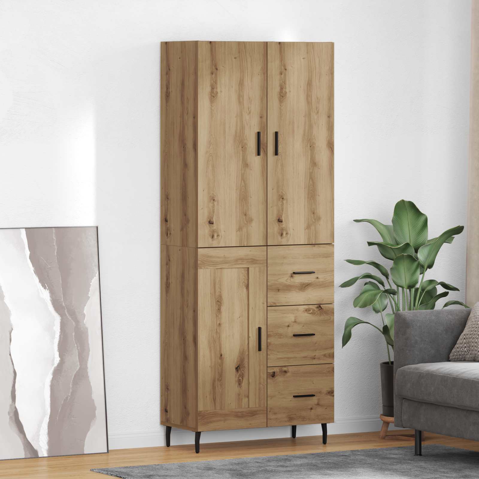 Hoge kast 2 pcs Artisan Eiken 69,5 x 34 x 180 cm Bewerkt hout