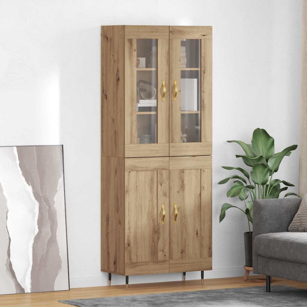 Hoge kast 2 pcs Artisan Eiken Bewerkt hout – afbeelding 1