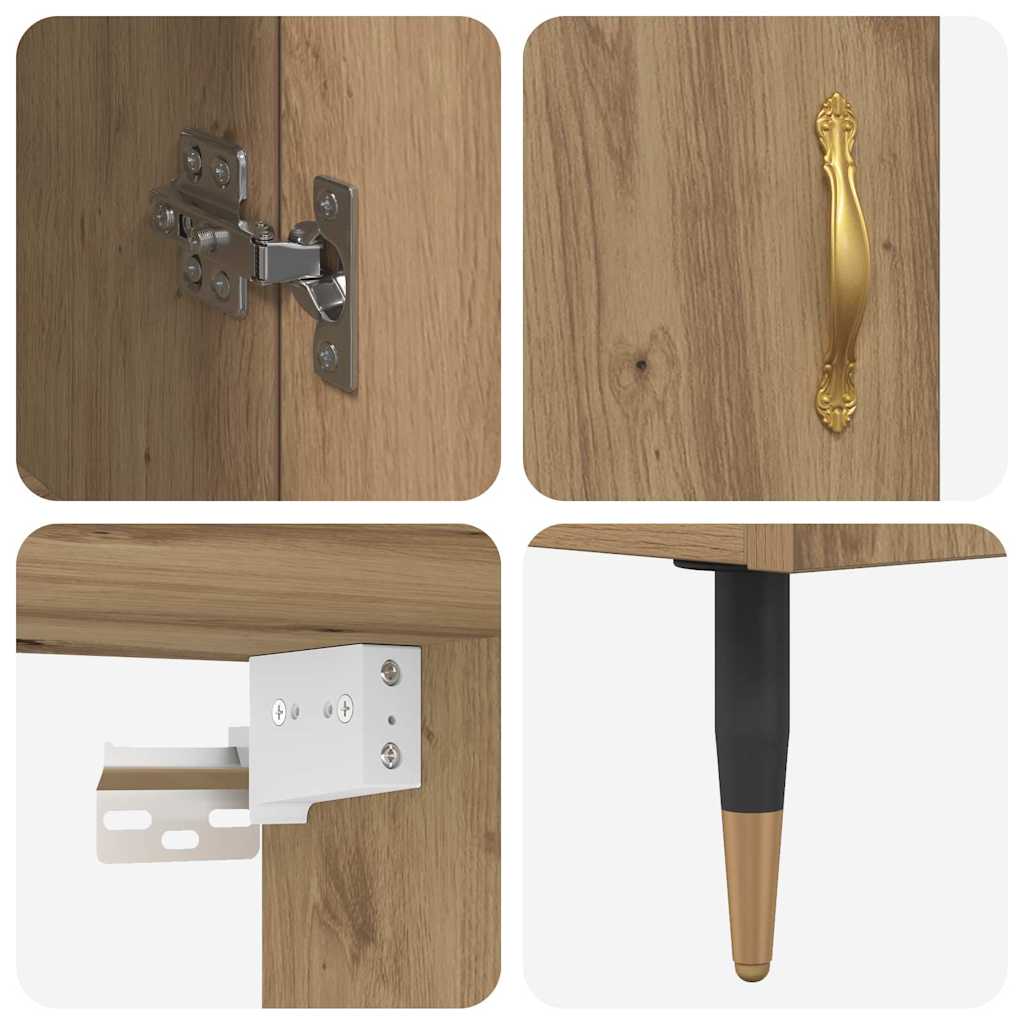 Hoge kast 2 pcs Artisan Eiken Bewerkt hout – afbeelding 11