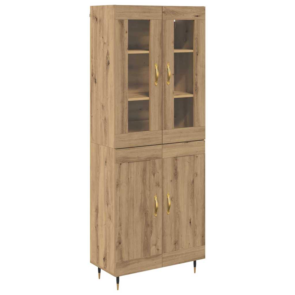 Hoge kast 2 pcs Artisan Eiken Bewerkt hout – afbeelding 2