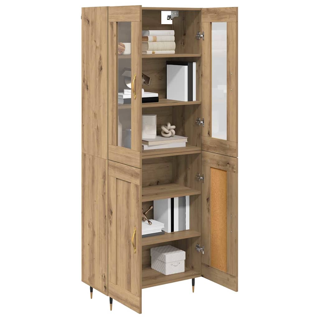 Hoge kast 2 pcs Artisan Eiken Bewerkt hout – afbeelding 3