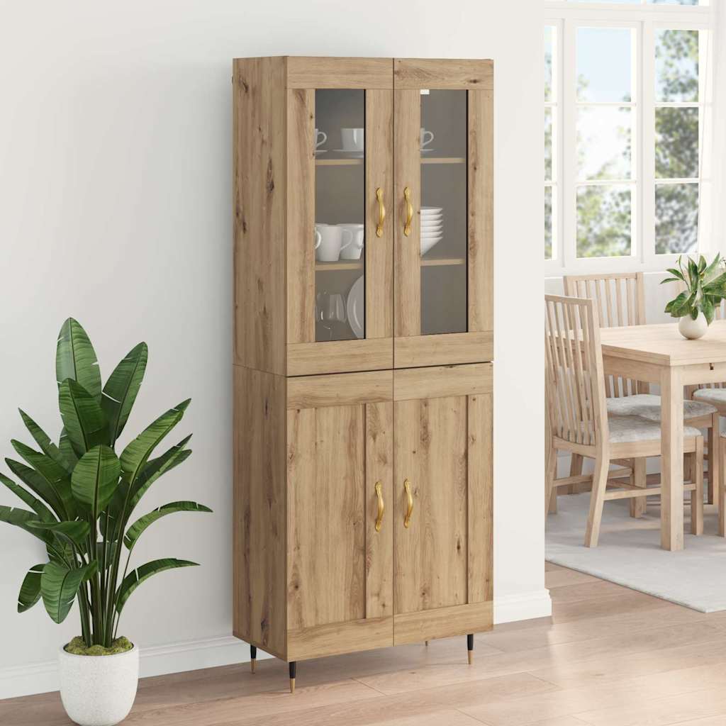 Hoge kast 2 pcs Artisan Eiken Bewerkt hout – afbeelding 4