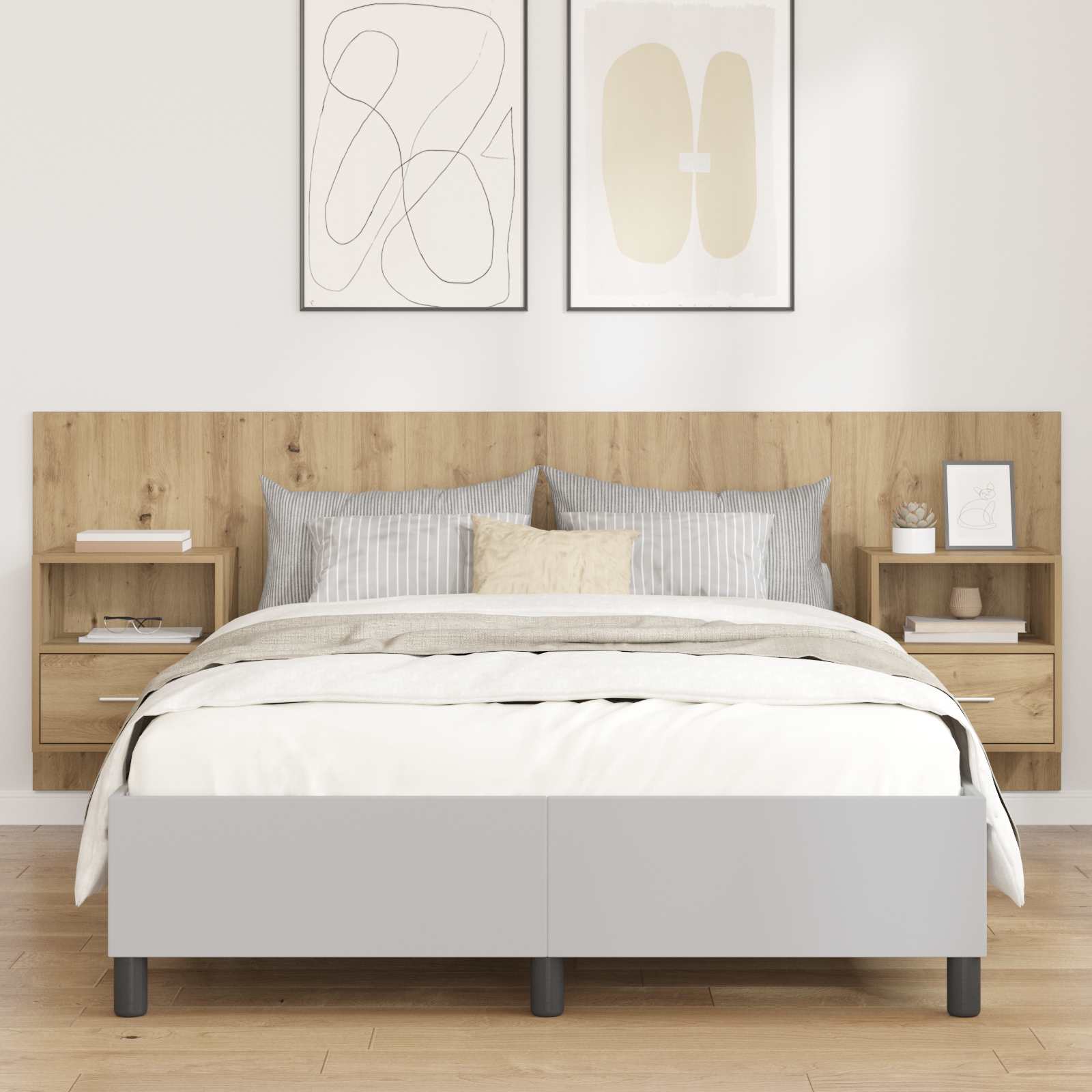 Hoofdbord Met Kast 3 st Artisan Eiken Bewerkt hout