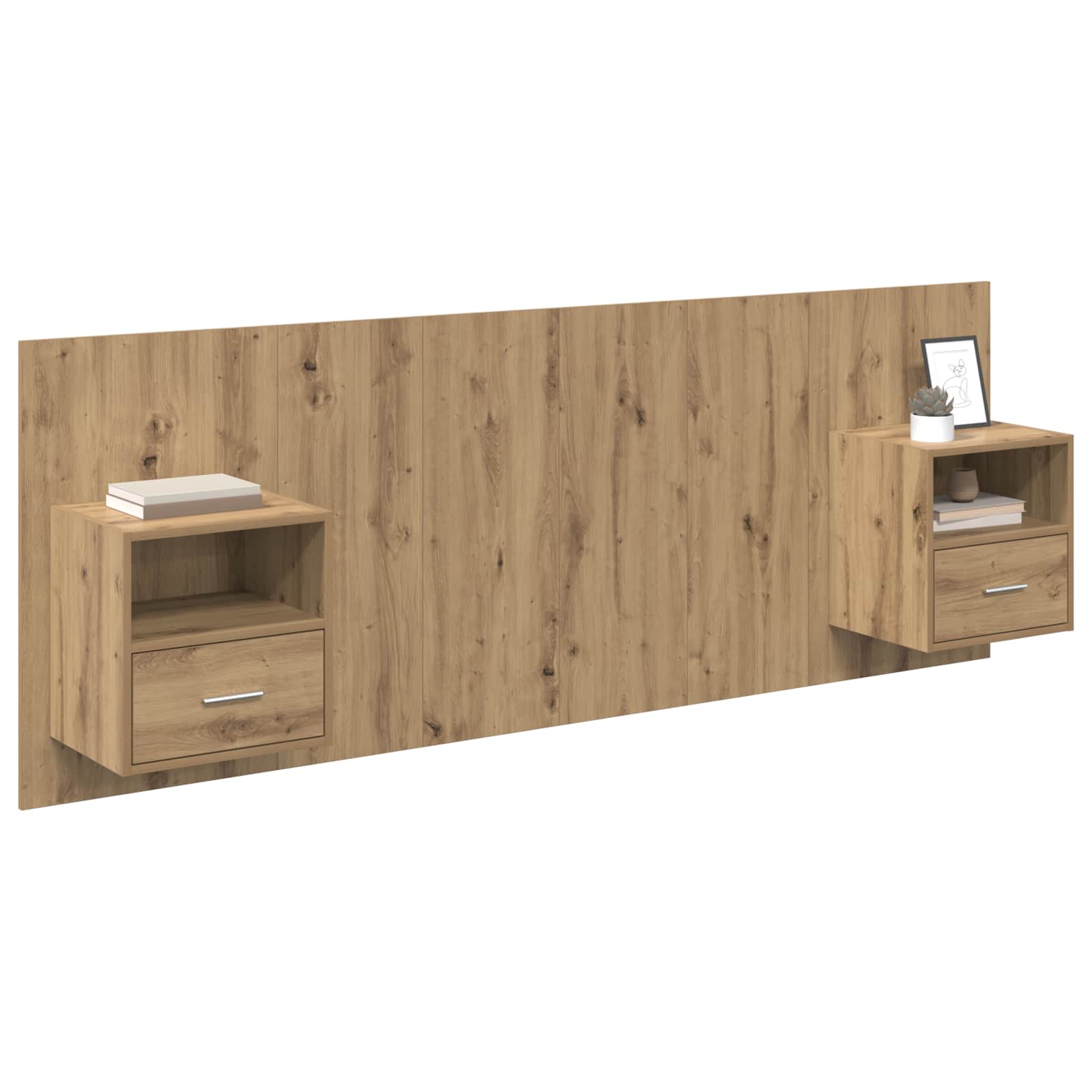 Hoofdbord Met Kast 3 st Artisan Eiken Bewerkt hout – afbeelding 3