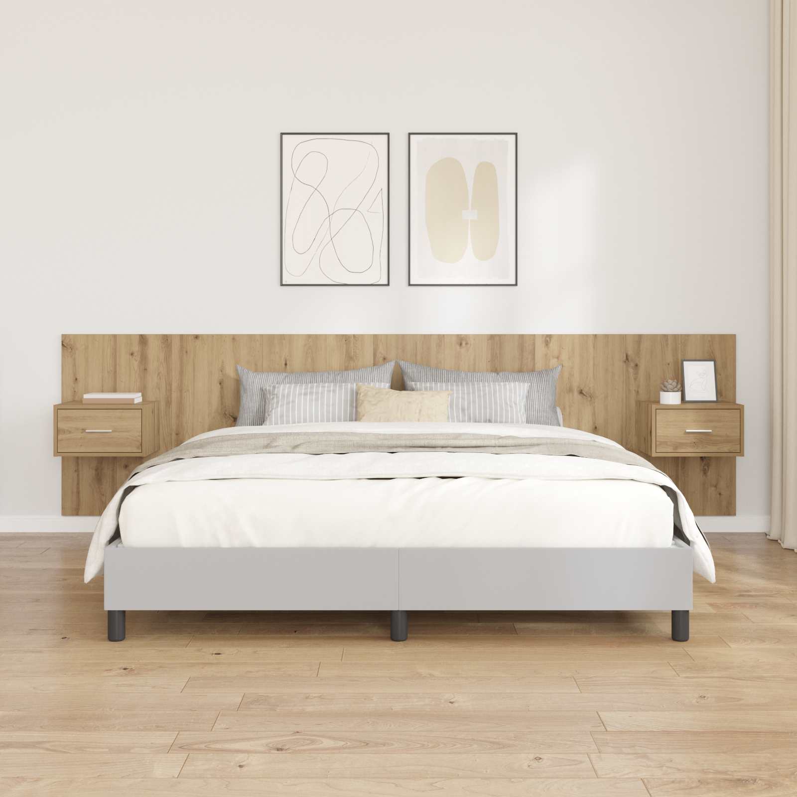 Hoofdbord Met Kast met lade 3 pcs Artisan Eiken Bewerkt hout – afbeelding 1