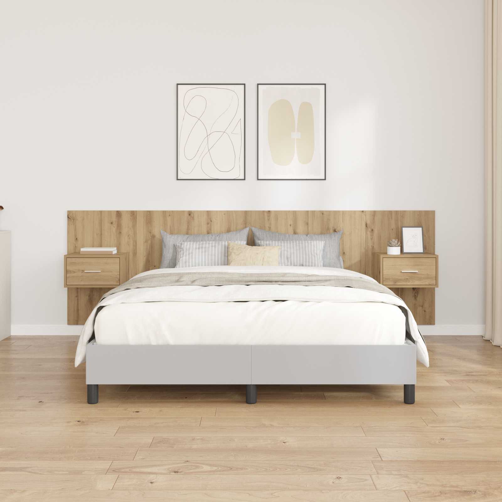 Hoofdbord Met Kast met lade 3 pcs Artisan Eiken Bewerkt hout – afbeelding 1