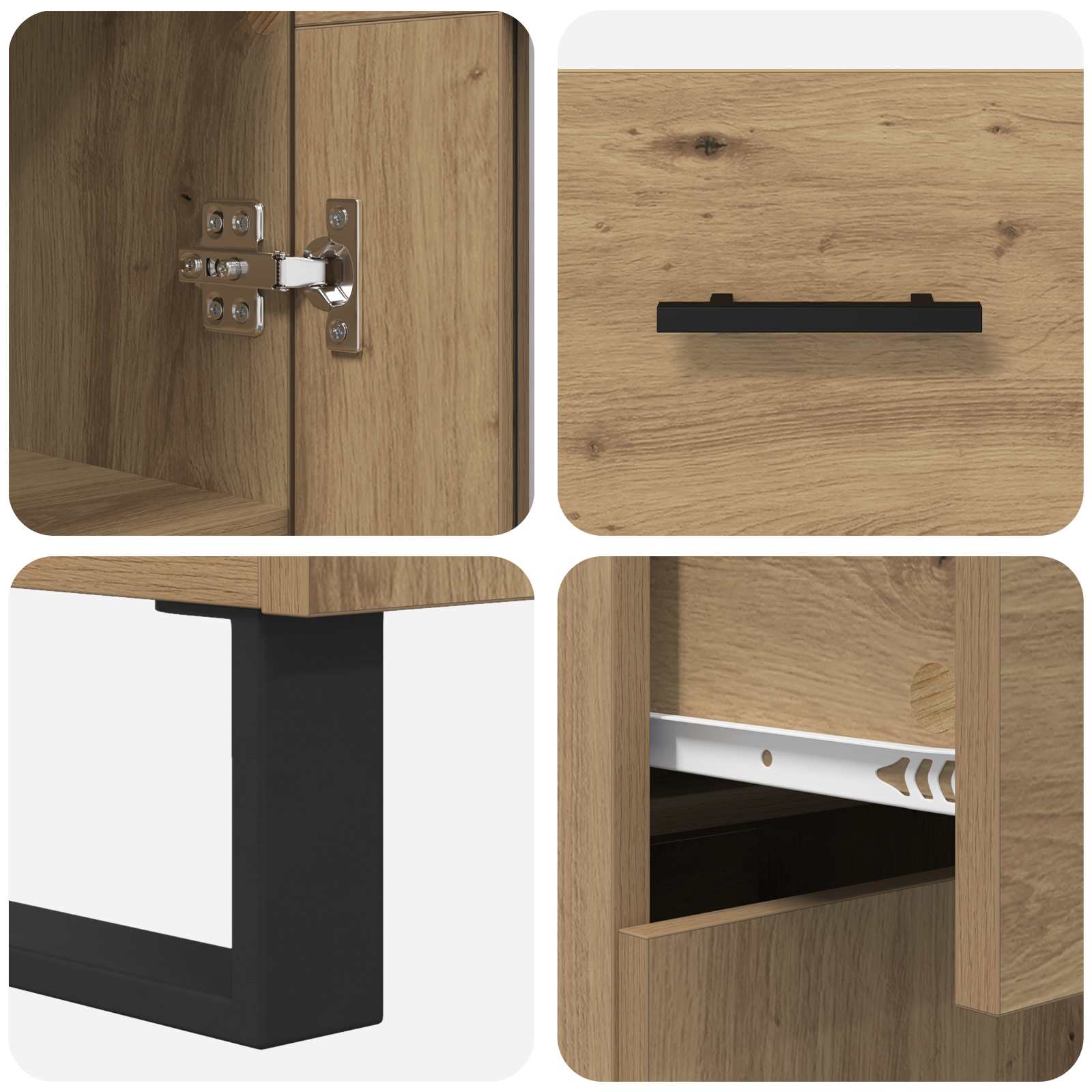 Hoge kast met lade 2 pcs Artisan Eiken Bewerkt hout – afbeelding 11