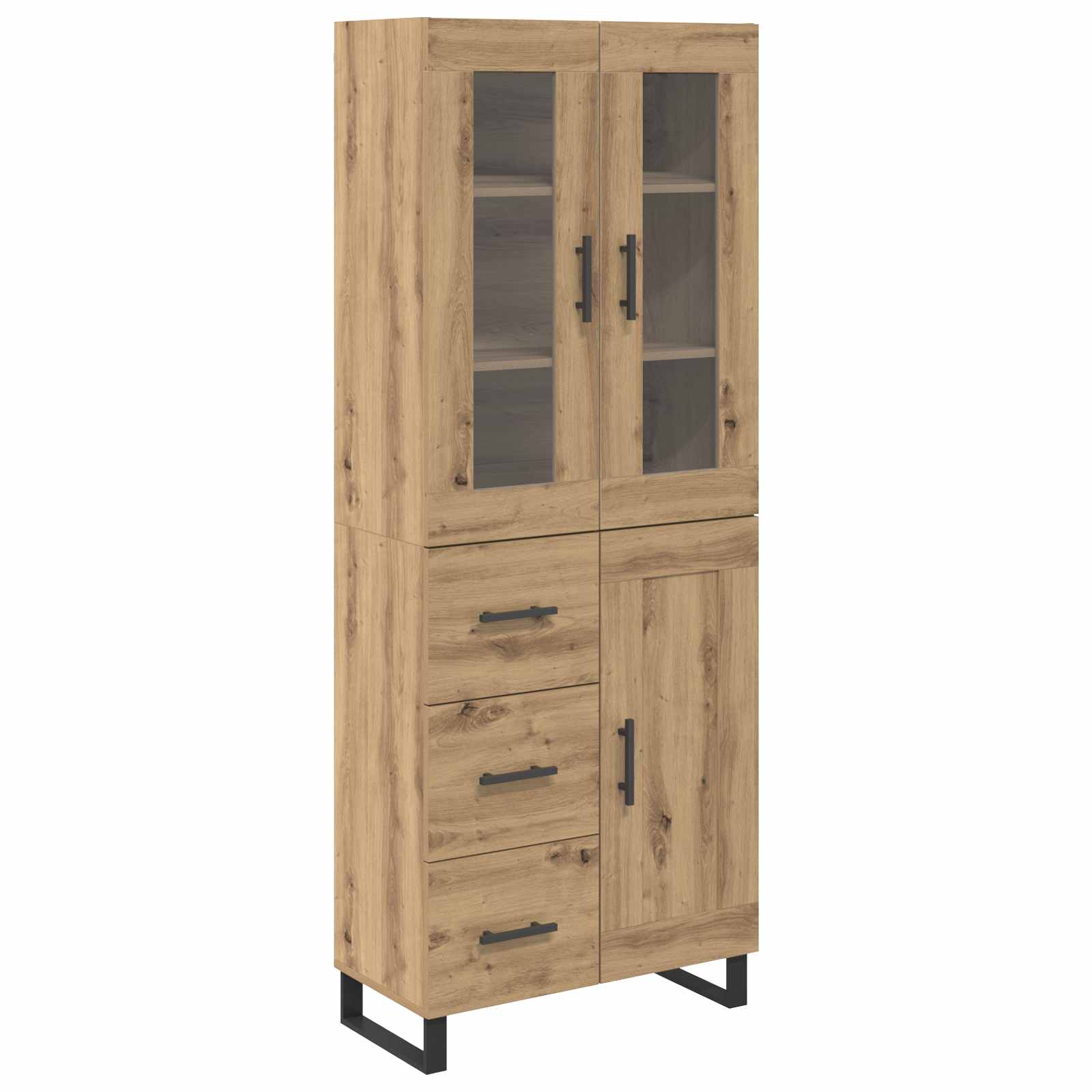 Hoge kast met lade 2 pcs Artisan Eiken Bewerkt hout – afbeelding 2